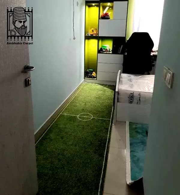 فرش کودک طرح زمین فوتبال چمن کد 100290 — تصویر ۲