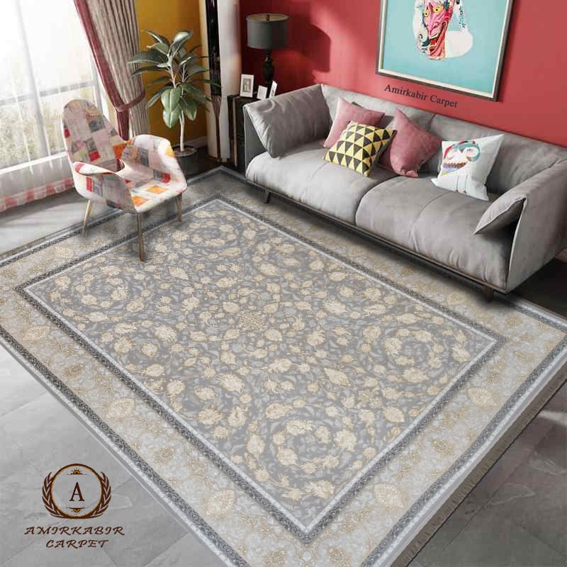 فرش طلاکوب طرح روشا طوسی 1200 شانه + فیلم