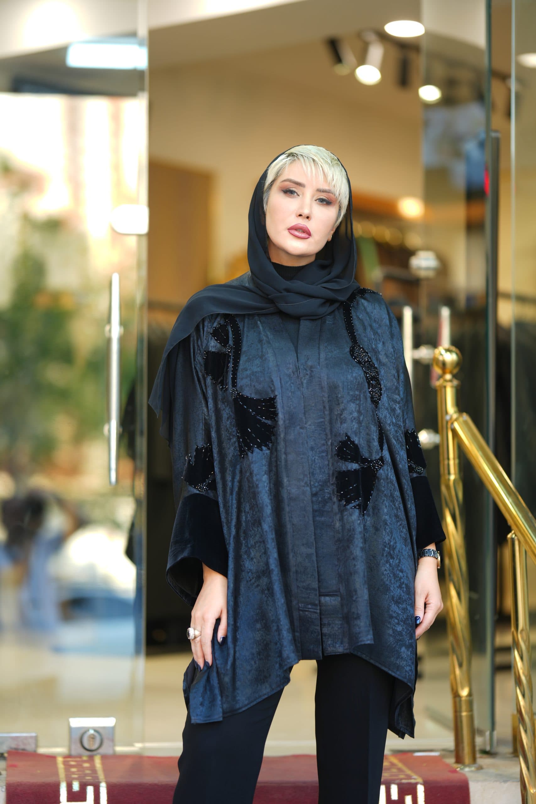 مانتو پانچو مشکی رولباسی مزونی تابستانی