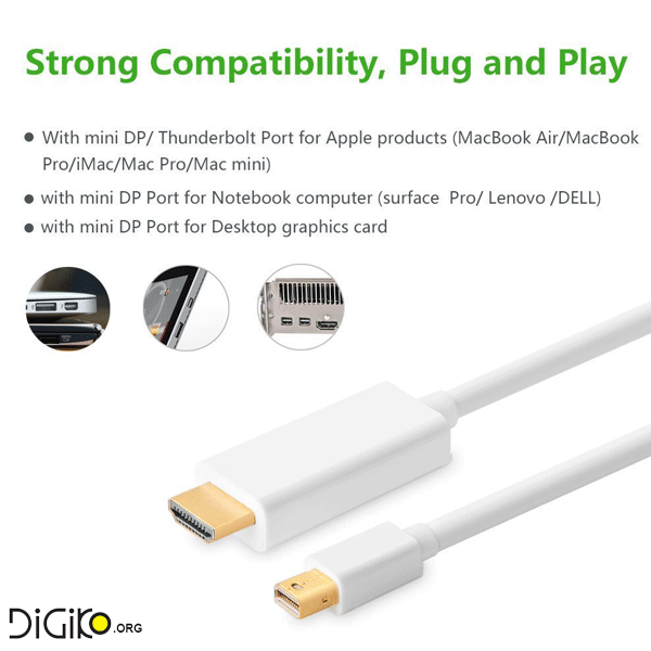 کابل تبدیل Mini Display Port به HDMI با کیفیت 4K سه متری — تصویر ۲
