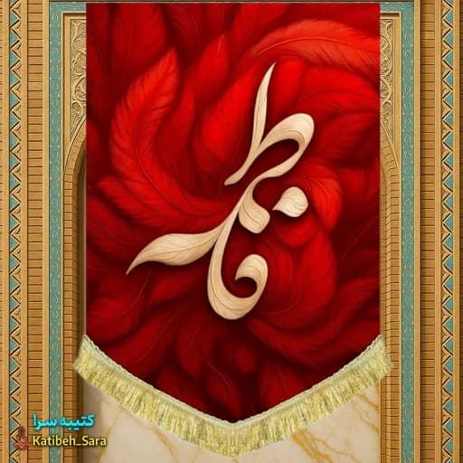 کتیبه مخمل عمودی فاطمه الزهرا(س) طرح پر