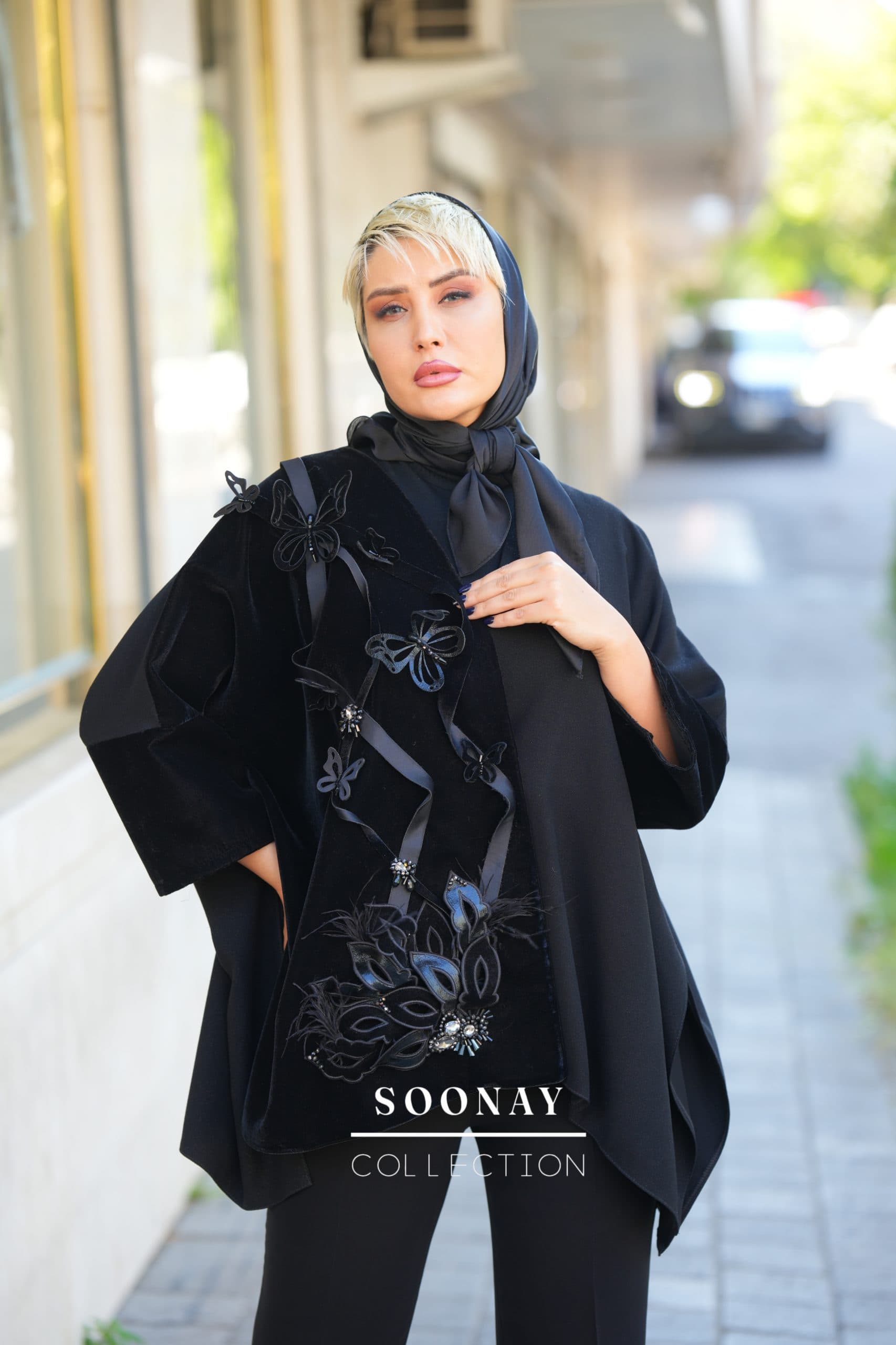 مانتو پانچو مجلسی مشکی کوتاه ESTRAIIA NEGRA — تصویر ۲