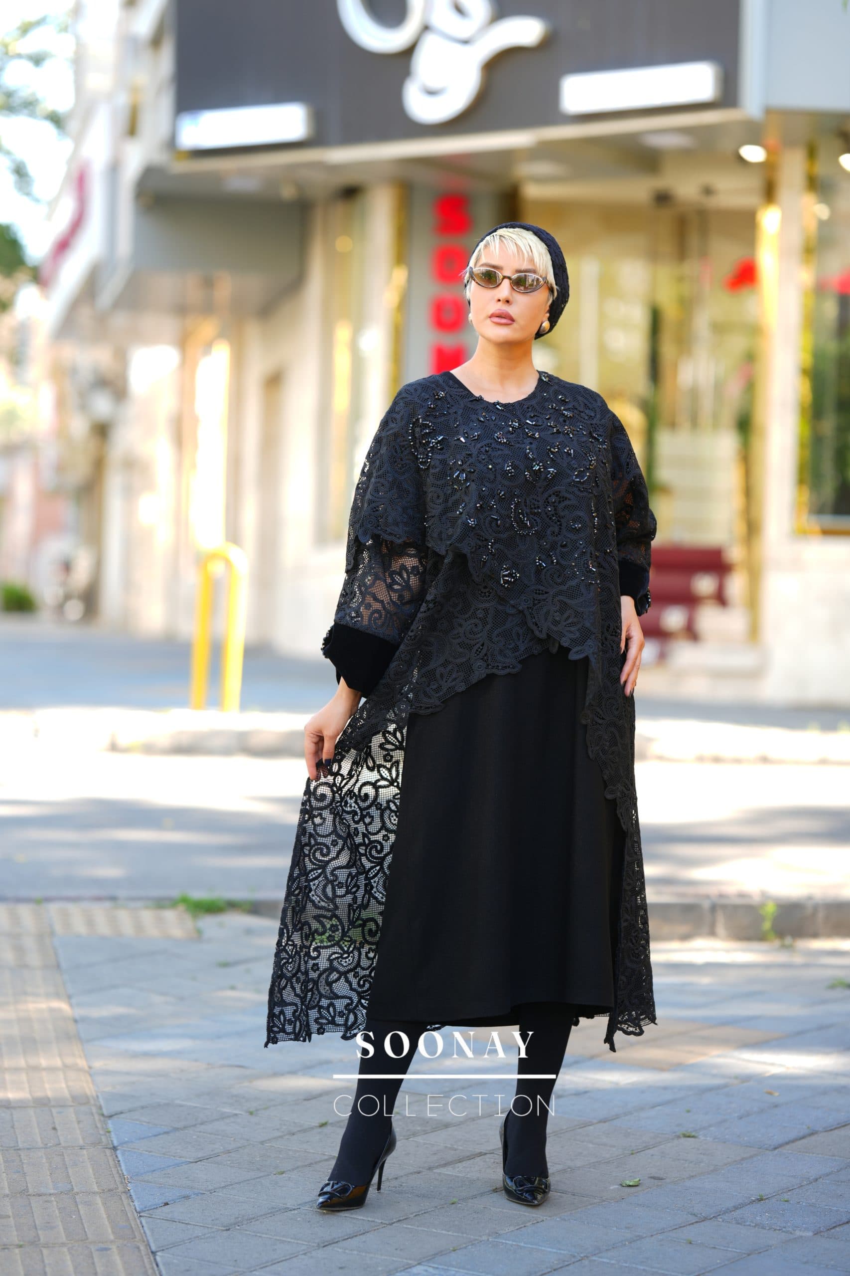 مانتومجلسی ۲ تکه شنل سارافون مجلسی سونای — تصویر ۳