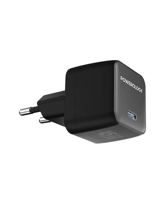 آداپتور شارژ 45W پاورولوژی با کابل تایپ سی Powerology QX 45W GaN Adapter PWCUQC056 — تصویر ۲