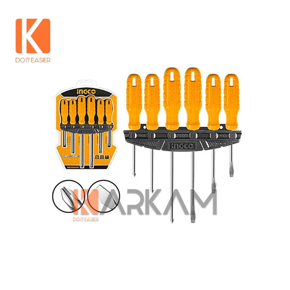 ست پیچگوشتی 6 عددی دسته پلاستیکی HKSD0658 اینگکو