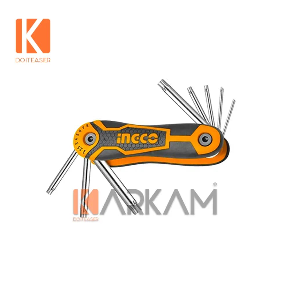 آچار آلن تاشو ستاره 8 عددی دسته HHK14083-TPR اینگکو