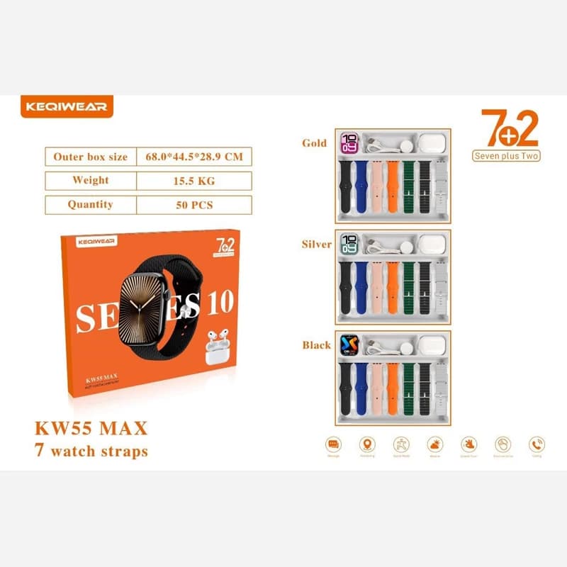 ساعت هوشمند کیوور مدل KW55 Max هفت بند با ایرپاد — تصویر ۵