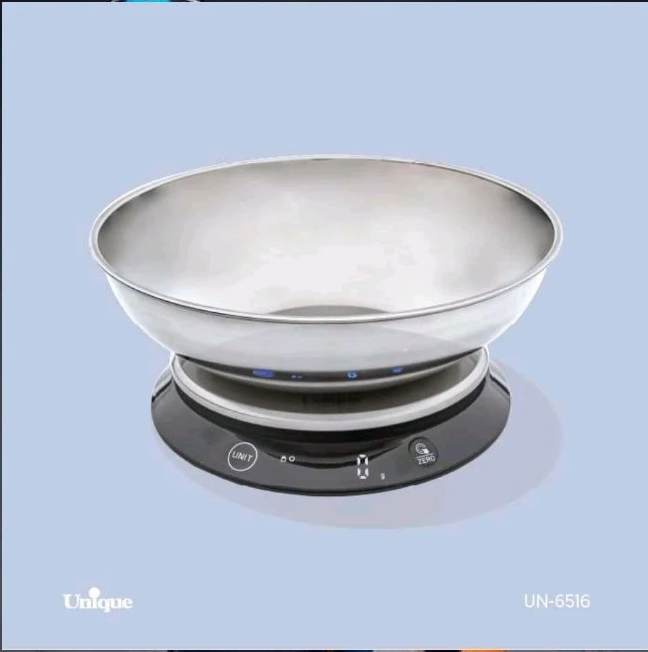 ترازوی آشپزخانه 5کیلویی کاسه دار استیل یونیک کد UN-6516