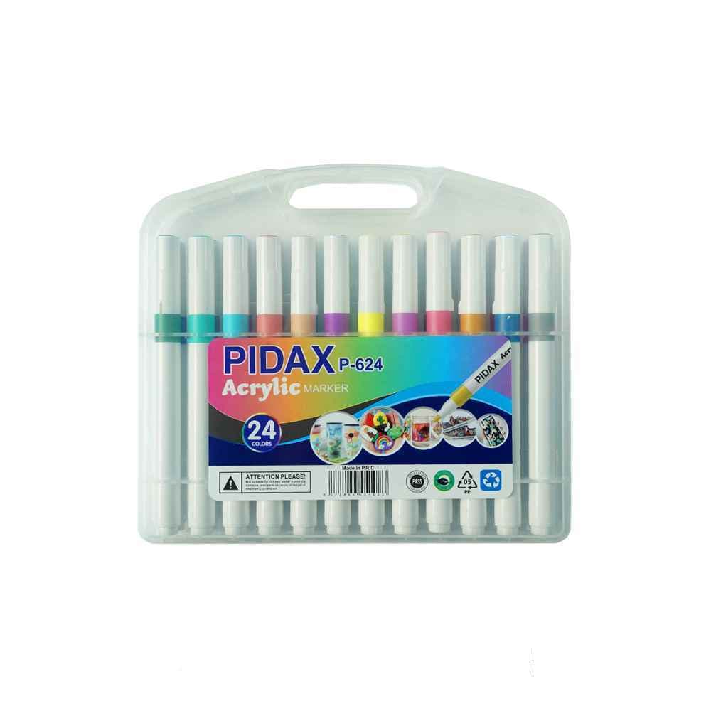 ماژیک 24 رنگ اکریلیک جعبه طلقی پیداکس کد P624 — تصویر ۲