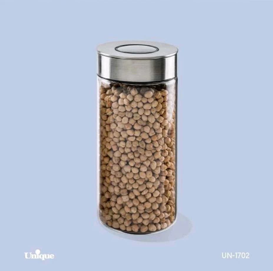 بانکه شیشه ای درب استیل 20سانت یونیک کد UN-1702 — تصویر ۲