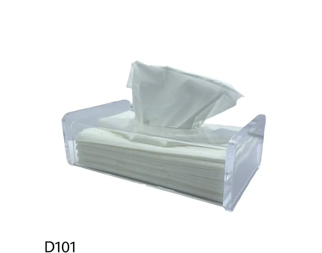 جا دستمال کاغذی اکریلیک شفاف لبه تخت