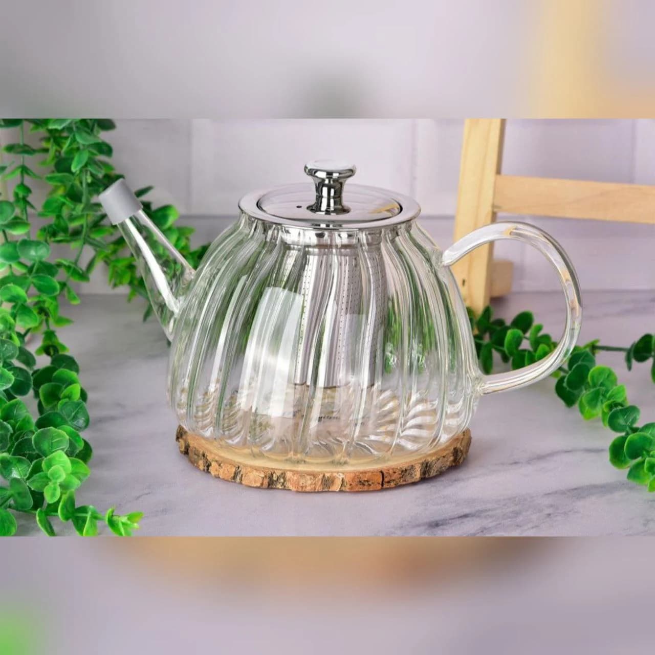 قوری پیرکس درب و صافی استیل یونیک کد 7944