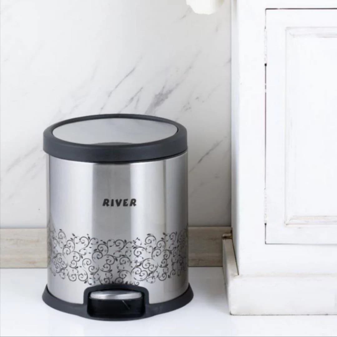 سطل زباله استیل 14 لیتر ریور RIVER با درب آرام بند کد 5247