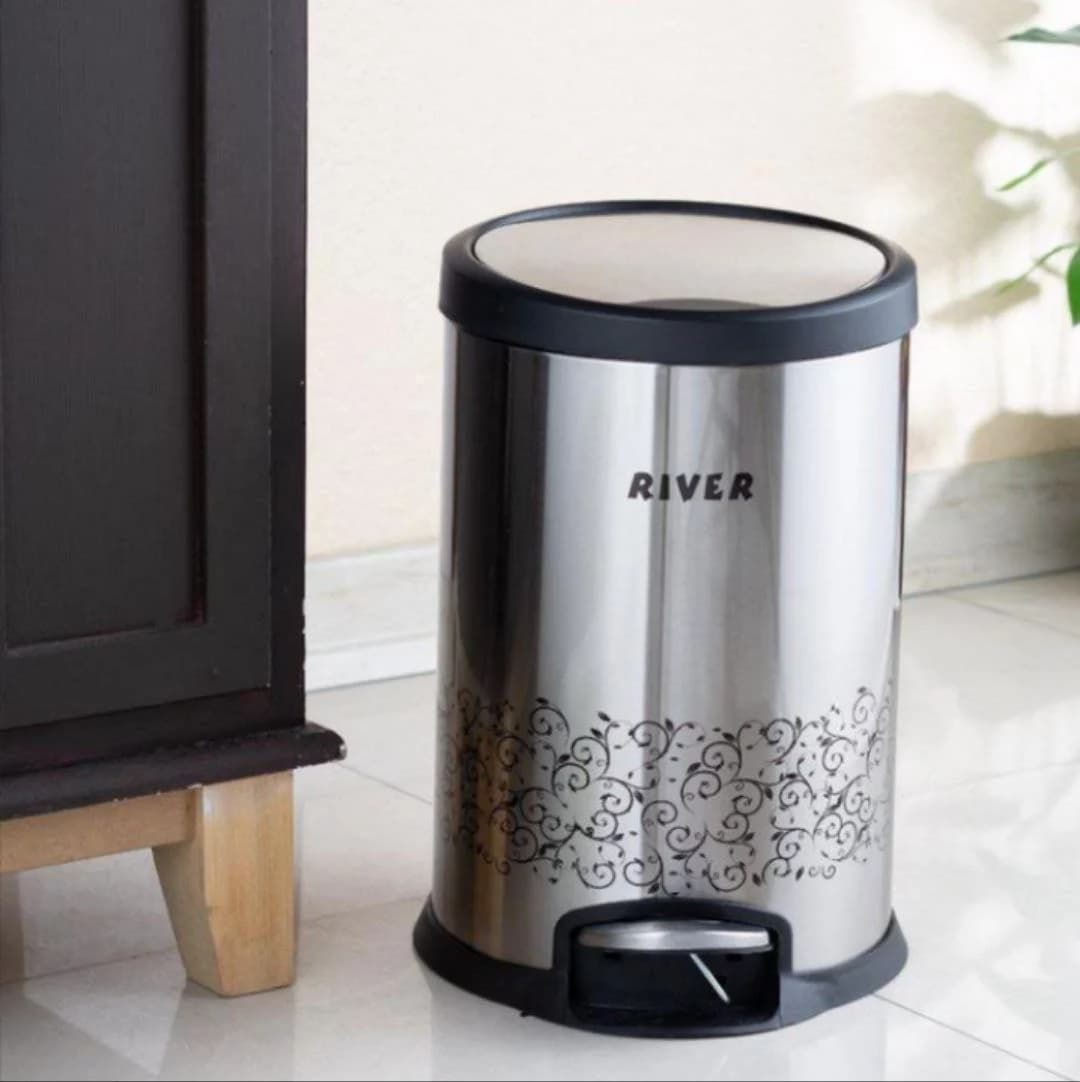 سطل زباله استیل 12 لیتر ریور RIVER با درب آرام بند کد 5245