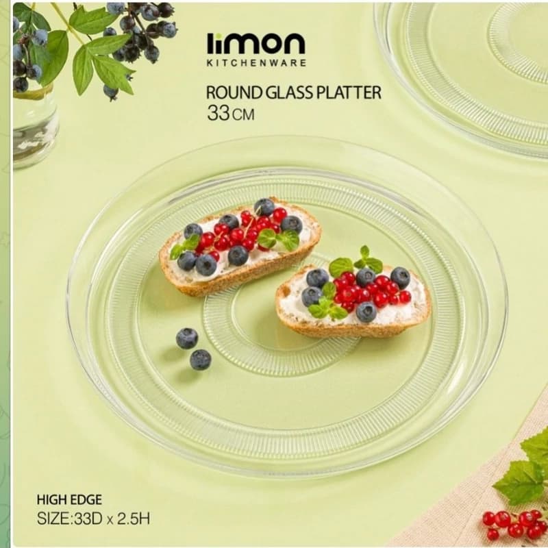 دیس گرد شیشه ای لیمون قطر 33 سانت کد 243600