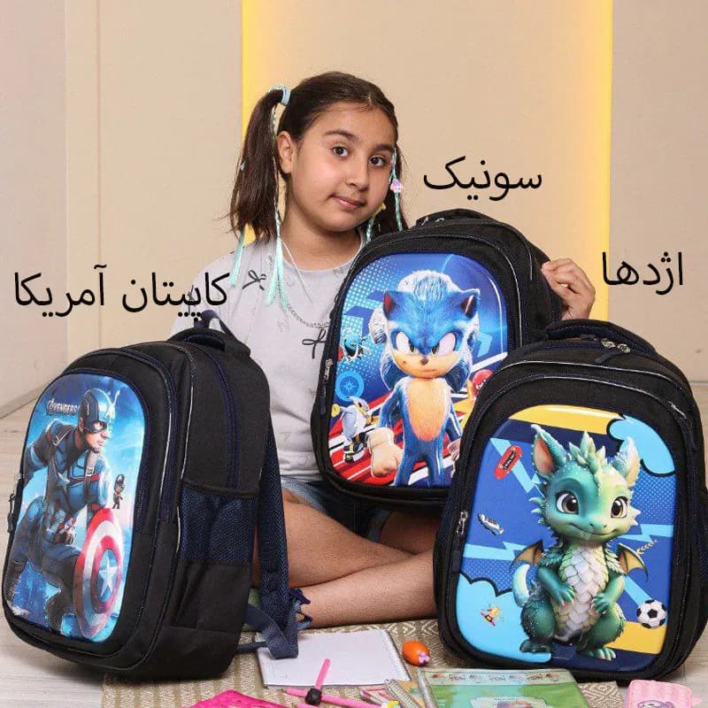 کوله پشتی مدرسه اسپرت طرح دار — تصویر ۲
