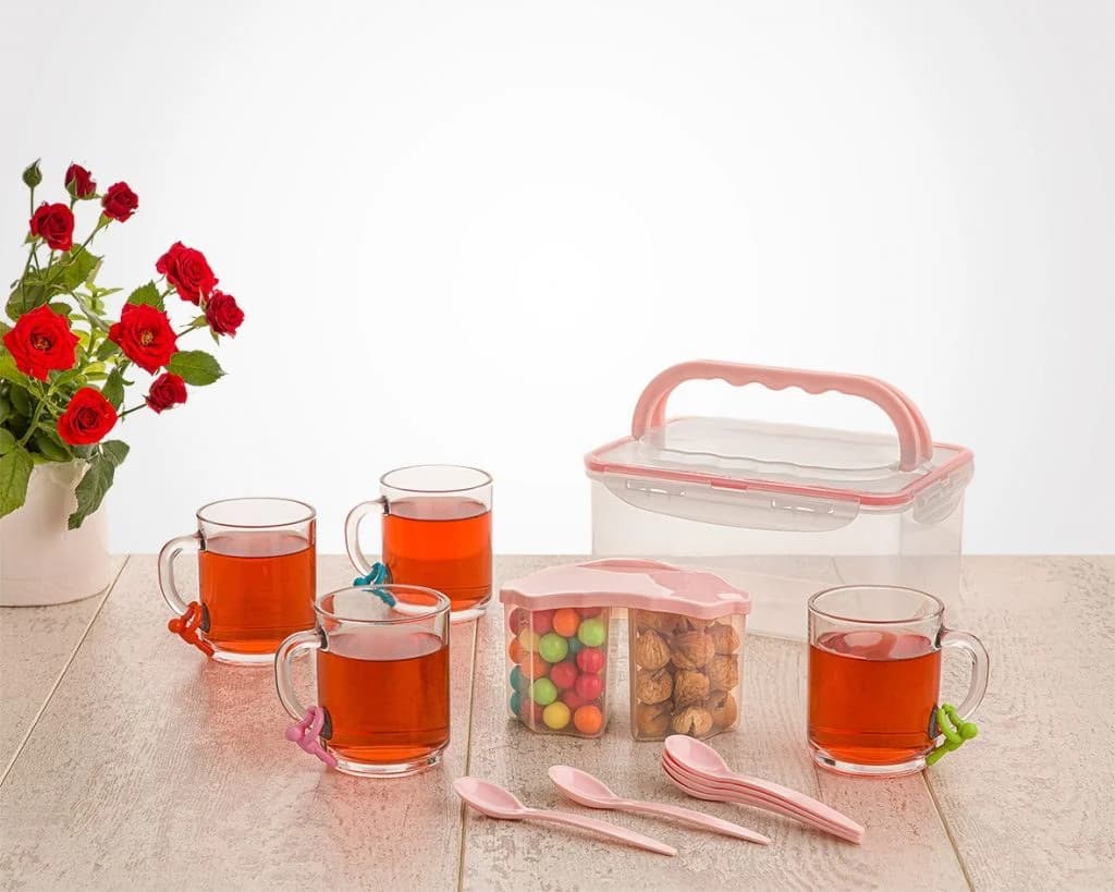 ست چای خوری لیمون 4 نفره دسته دار (الوان) کد 17835