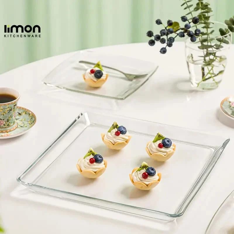 شیرینی خوری مربع لیمون شیشه ای کد 228600 — تصویر ۲
