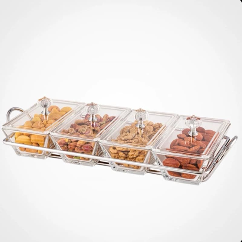 اردو خوری شیشه ای لیمون مستطیل 4 خانه کد 210500