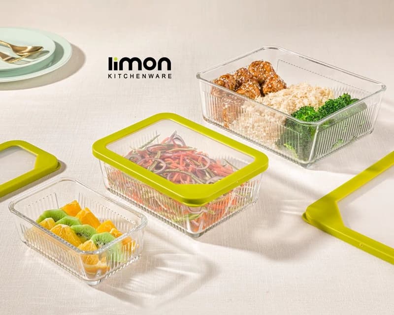 ظرف شیشه ای لیمون درب دار شیار دار 2/25 لیتر تک رنگ کد 209700 — تصویر ۲