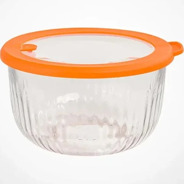 کاسه گرد شیشه ای لیمون درب دار شیار دار 1/8 لیتر کد 221900