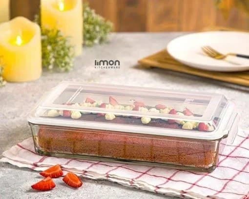 ظرف شیشه ای لیمون درب دار مستطیل 1/4 لیتر (الوان) کد 205035