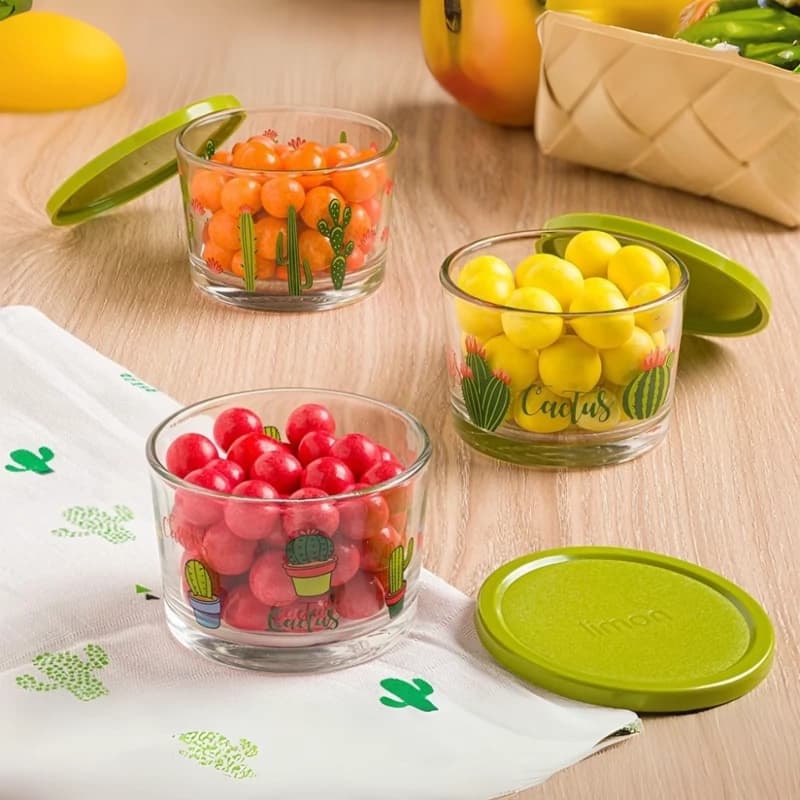 ظرف شیشه ای لیمون درب دار 190 میل چاپدار کد 206835