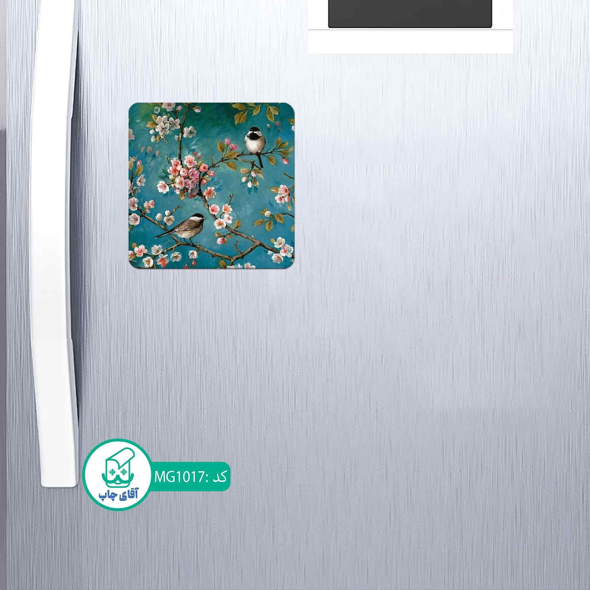 مگنت یخچالی طرح گل و بلبل کد MG1017 — تصویر ۲