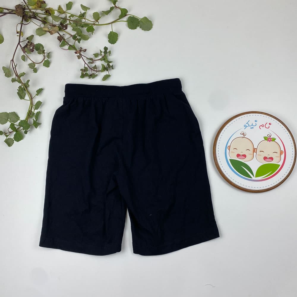 شلوارک پسرانه طرح ساده کمرکش مشکی رنگ – 10 تا 12 سال — تصویر ۵