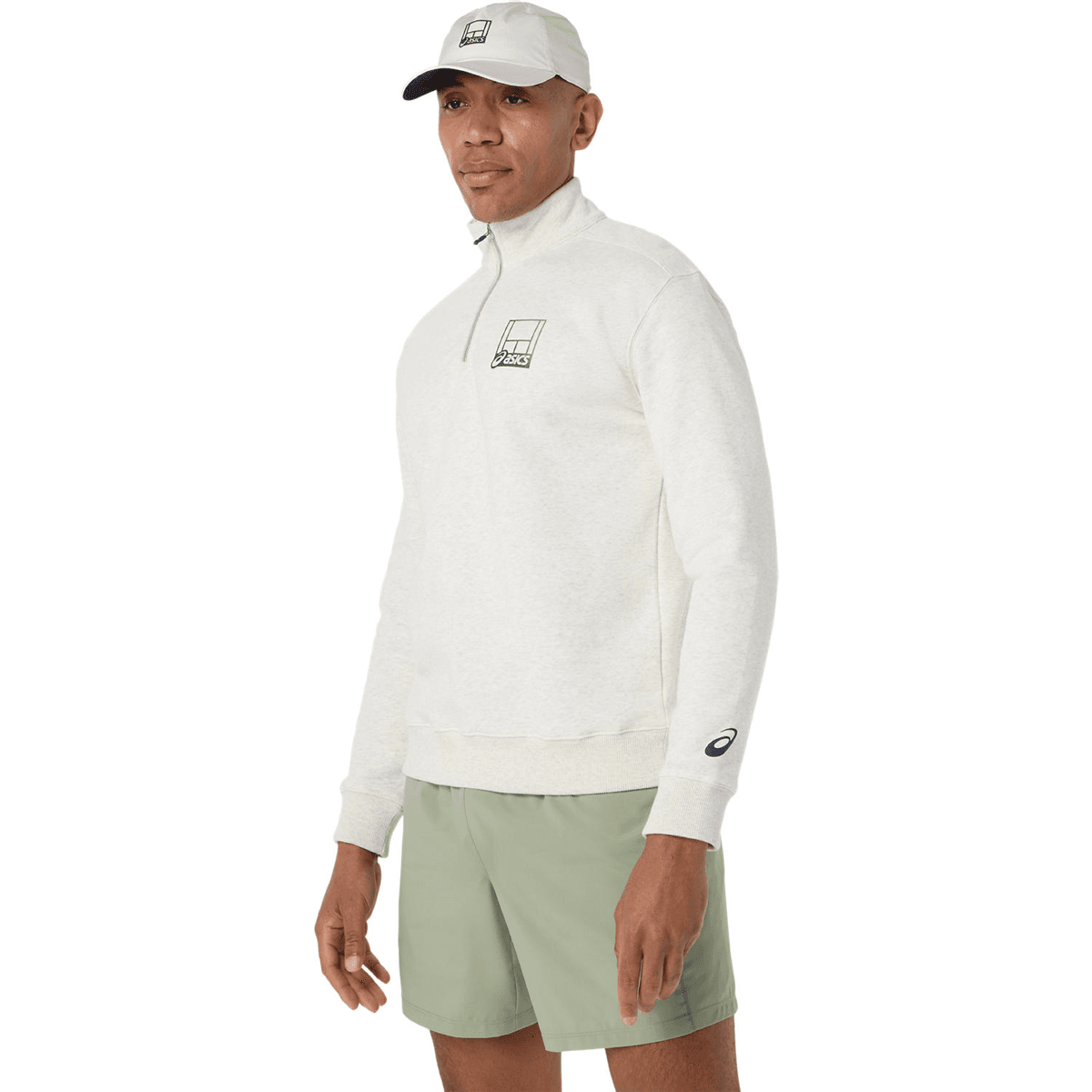 سویشرت تنیس مردانه اسیکس ASICS Court Core Graphic Half Zip – کرم — تصویر ۳