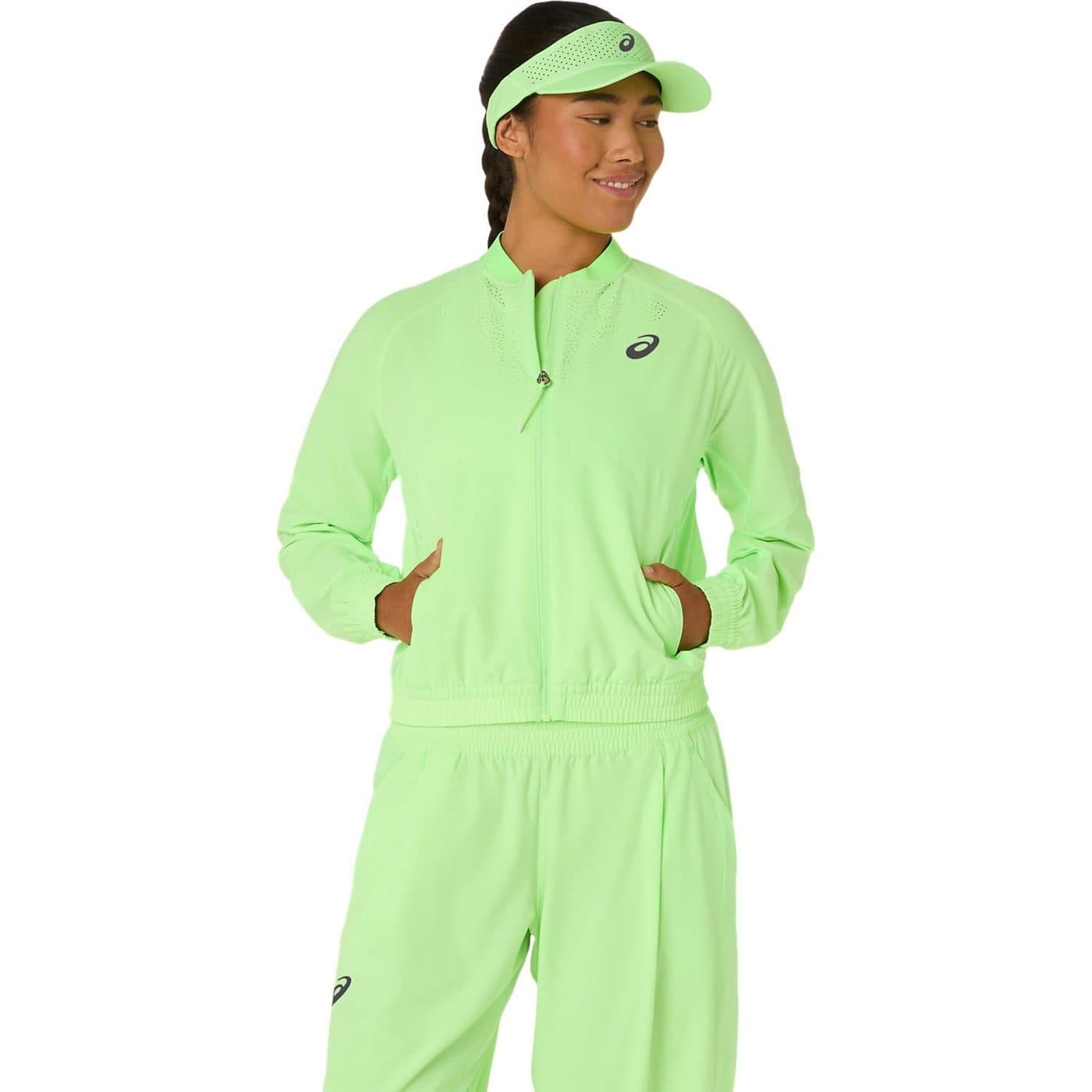 سویشرت تنیس زنانه اسیکس ASICS Match Jacket – سبز — تصویر ۵