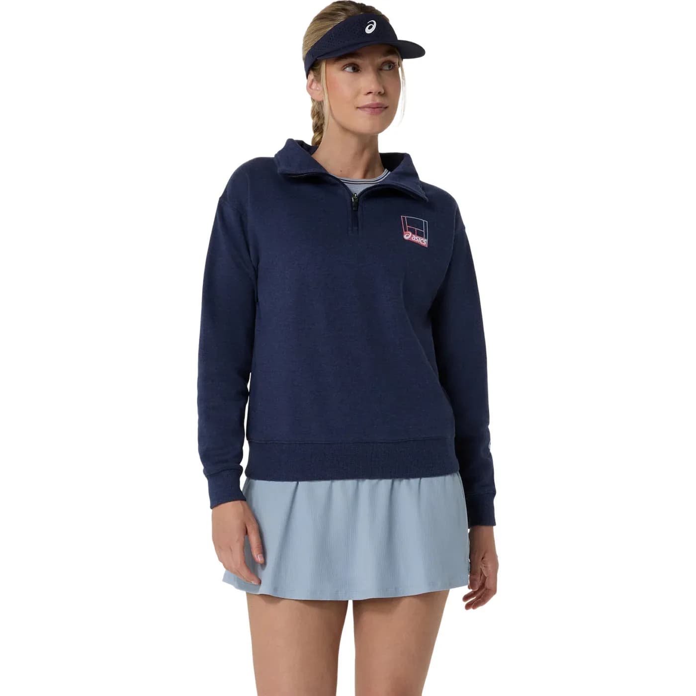 سویشرت ورزشی زنانه اسیکس ASICS Court Core Graphic Half Zip – سرمهای — تصویر ۴