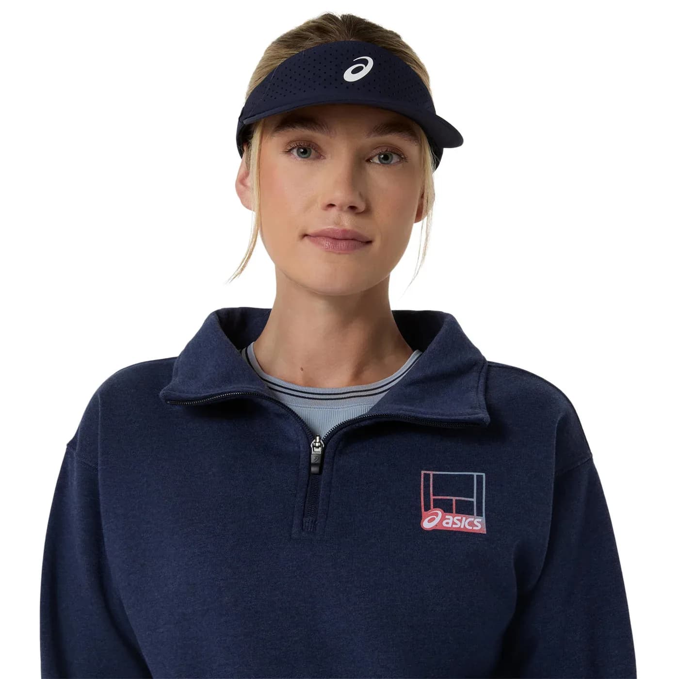 سویشرت ورزشی زنانه اسیکس ASICS Court Core Graphic Half Zip – سرمهای — تصویر ۶