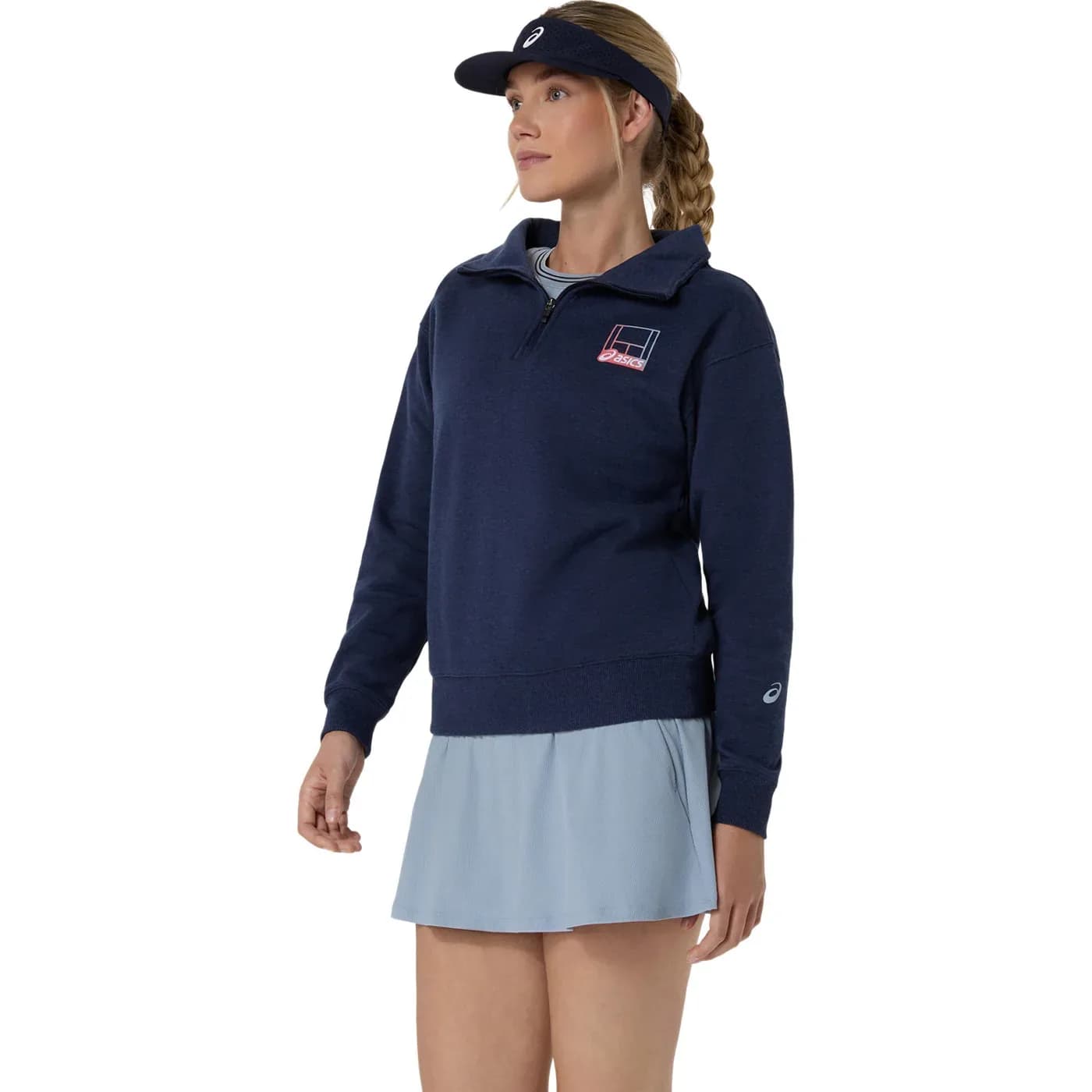 سویشرت ورزشی زنانه اسیکس ASICS Court Core Graphic Half Zip – سرمهای — تصویر ۸