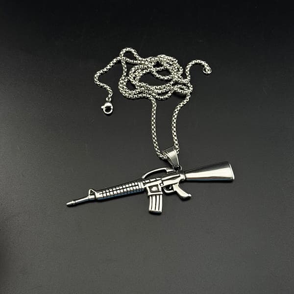 گردنبند M16 نقره ای مردانه کد 10543