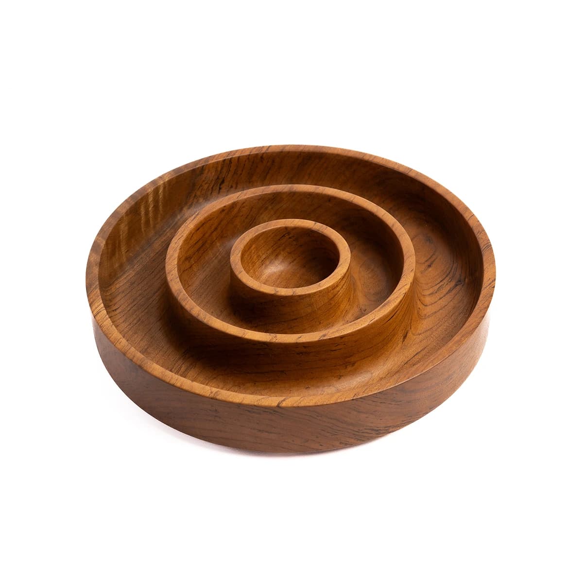 مزه‌خوری چوبی سه‌دایره از چوب گردو