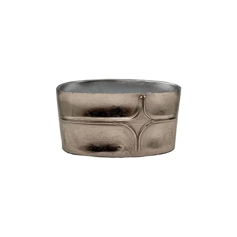 گلدان بیضی بغل طرحدار سه ساییز سیلور سایز 2 کد 10580