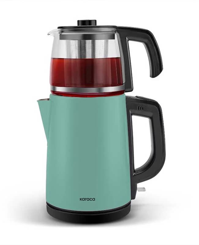 چای ساز آبی فلزی قوری شیشه ای کاراجا کد502000268