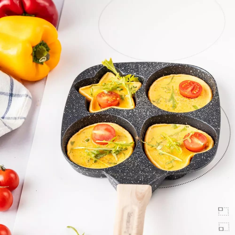 تابه گرانیتی 4 خانه طرح دار ستاره قلب دایره پنکیک — تصویر ۲