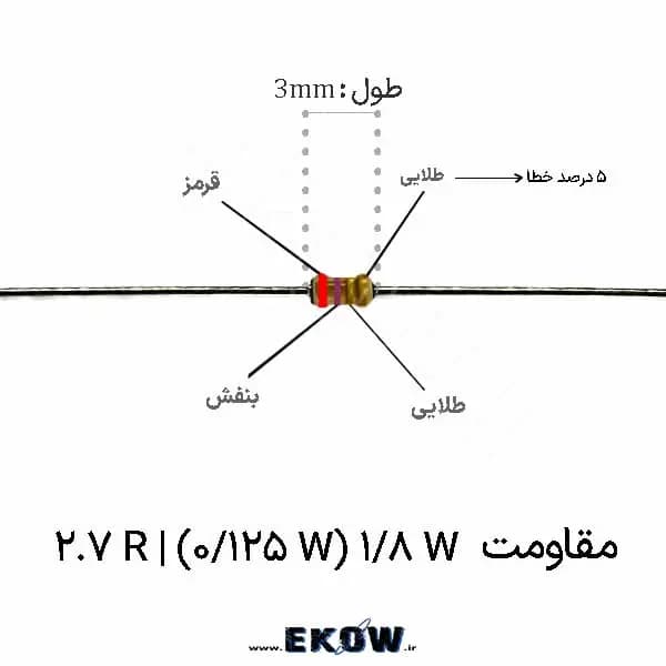 مقاومت 1/8 وات 4.7 اهم ( 1/8W 4.7R ) پک 100 عددی — تصویر ۲