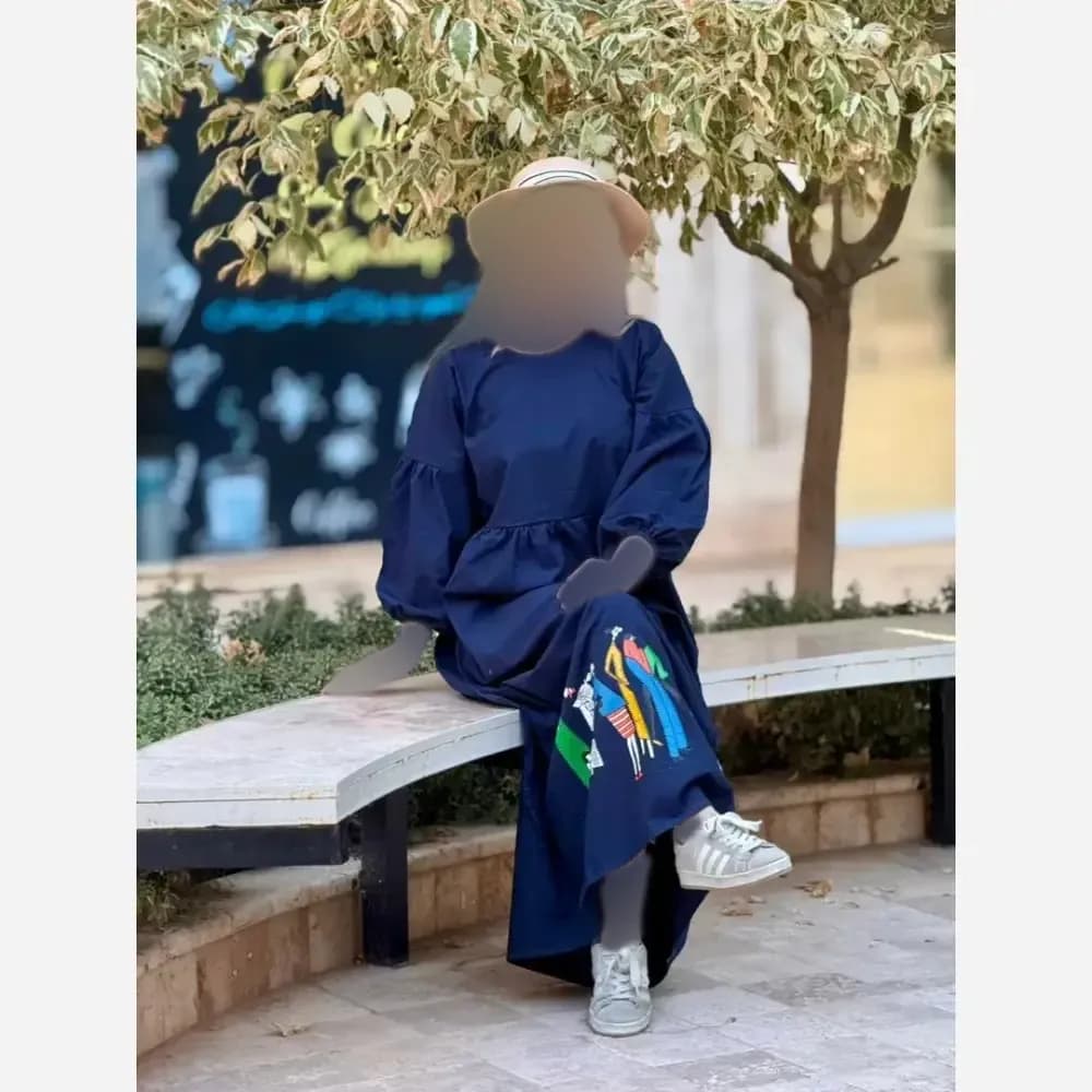 پیراهن لینن زنانه طرح سرخپوستی فری سایز قد 135 — تصویر ۳