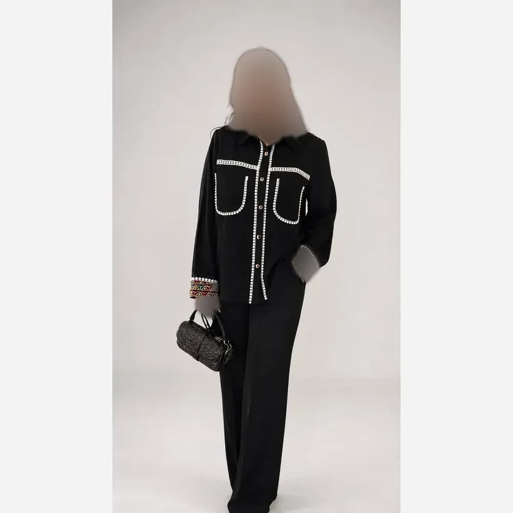 شومیز زنانه لینن نخ طرح سنتی فری سایز