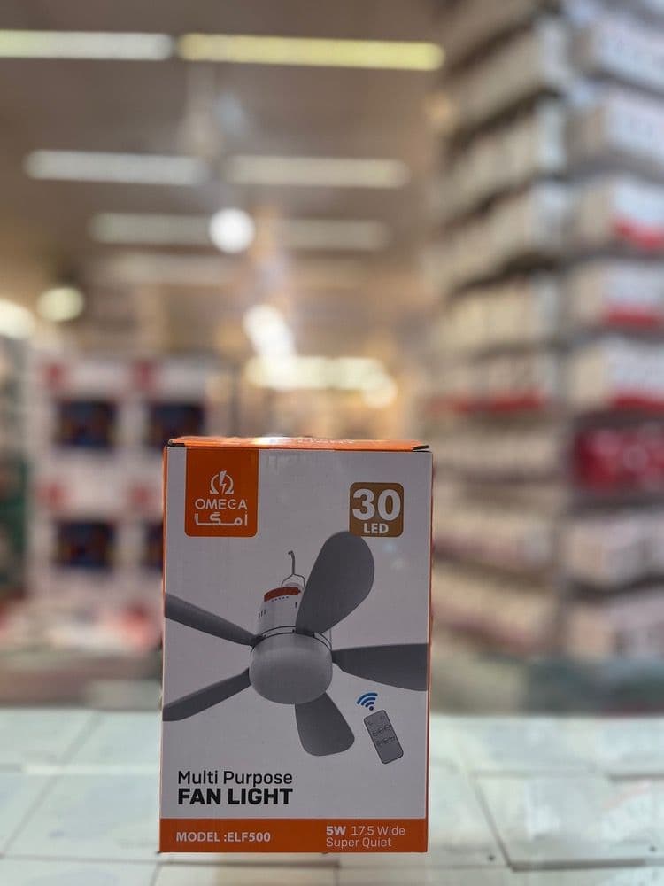 پنکه و لامپ شارژی امگا OMEGA مدل ELF500