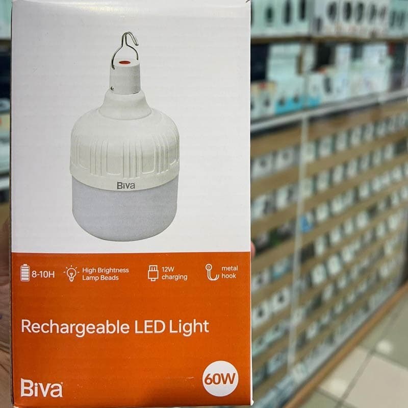 لامپ آویزدار شارژی بیوا مدل LED-01 ظرفیت ۴۰ وات مهتابی — تصویر ۲