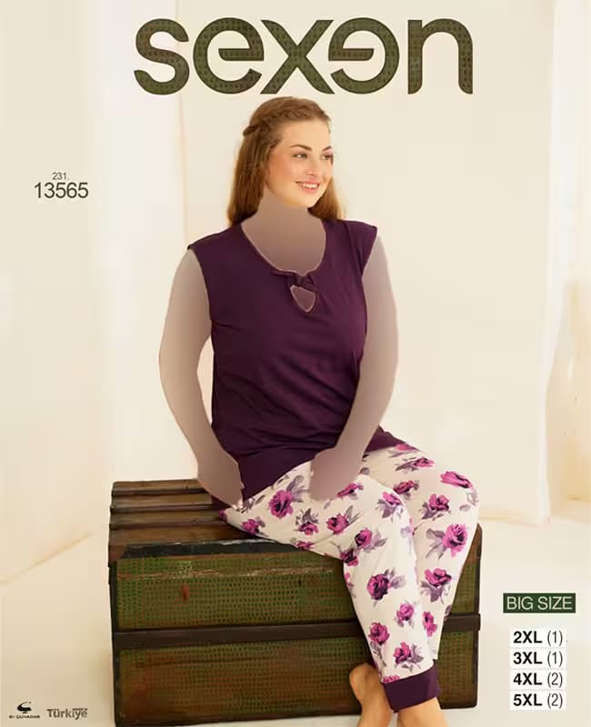 تاپ و شلوار سایز بزرگ زنانه کد 13565