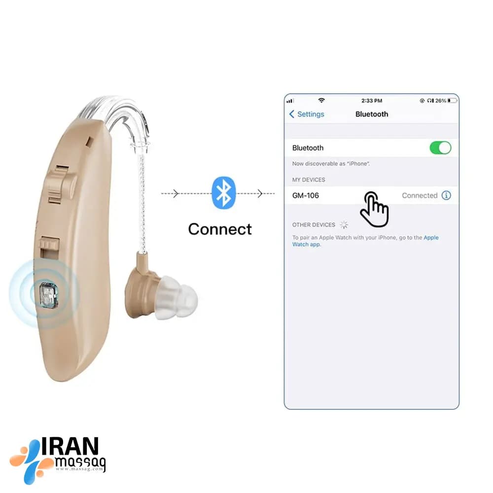 سمعک دو گوش GM-106 با قابلیت کاهش نویز پیشرفته – تجربه شنوایی بی‌نظیر در محیط‌های شلوغ — تصویر ۳