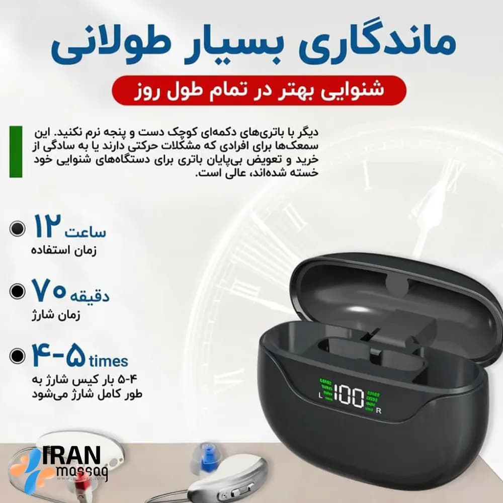 سمعک دیجیتال آیجویر GM-323 | سمعک دو گوش 16 کاناله با کیس UV — تصویر ۲