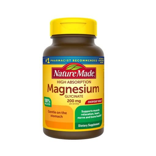 منیزیم گلیسینات 200 میلی گرم نیچرمید High Absorption Magnesium Glycinate Capsules 200 mg Nature Made