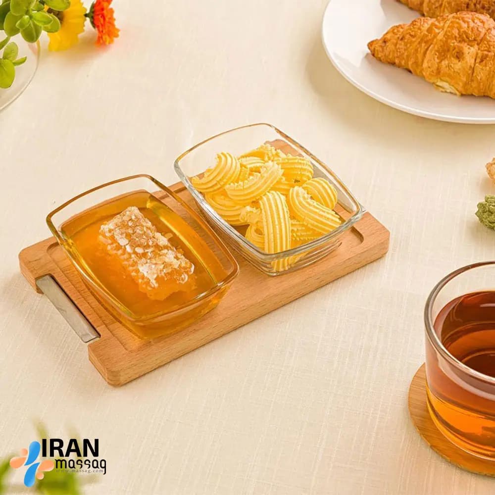 اردوخوری مستطیل پایه چوبی لیمون دو عددی بزرگ کد 2244 | — تصویر ۲