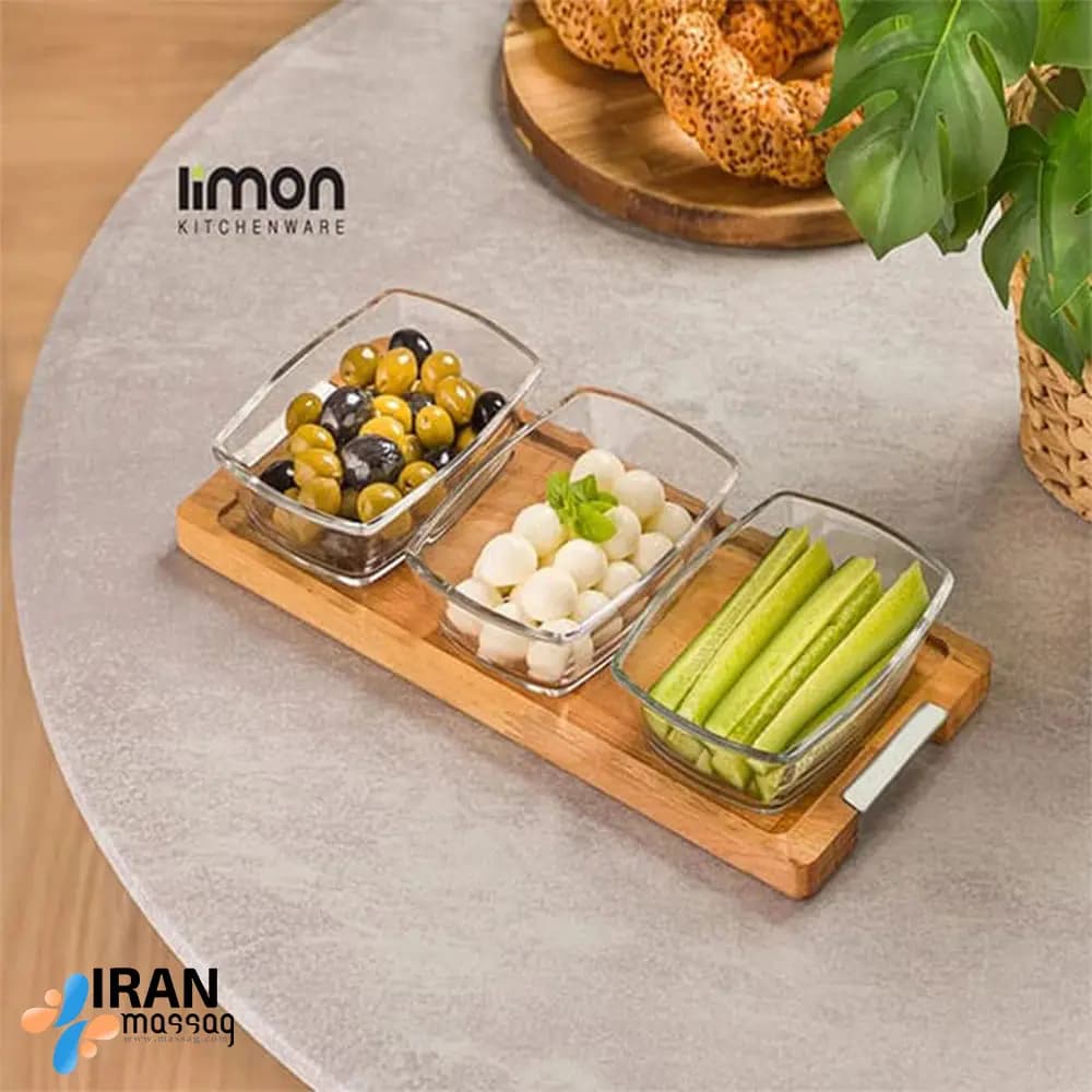 اردوخوری مستطیل 3خانه زیره چوبی لیمون کد 2245 | — تصویر ۲